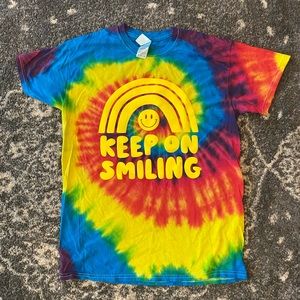 Keep On Smiling Puff Vinyl Tie Dye Tee